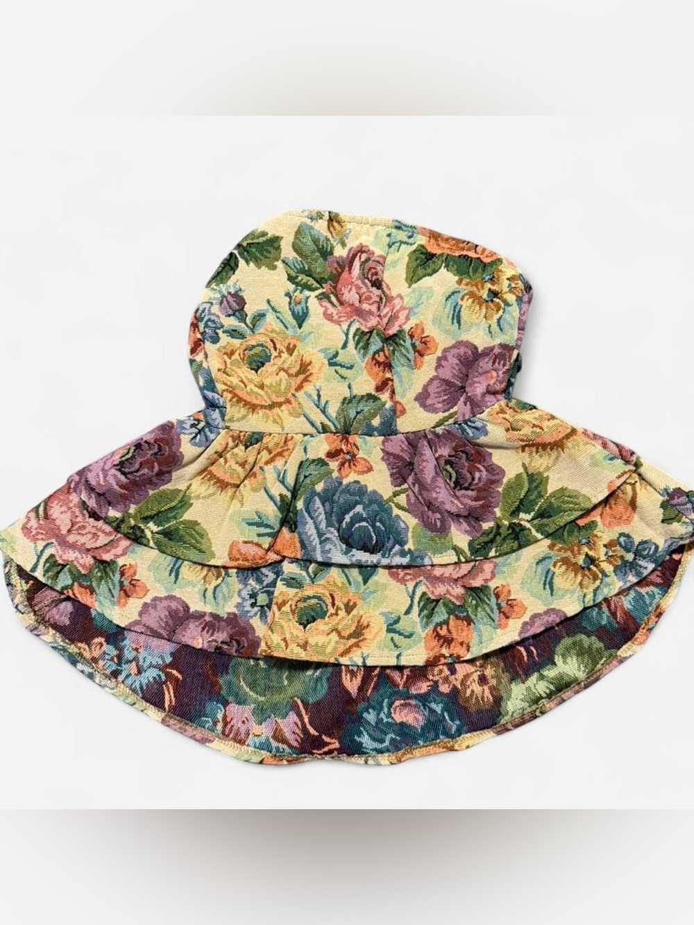 Floral Tapestry Strapless Tie Back Peplum Corset Top M